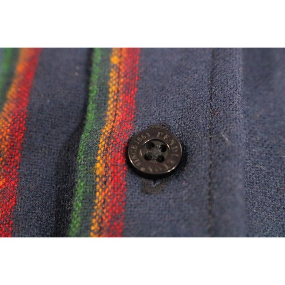 Pendleton Trail Shirt Mens Medium Plaid Virgin Wool Elbow Patch Flannel LARGE - Picture 5 of 6
